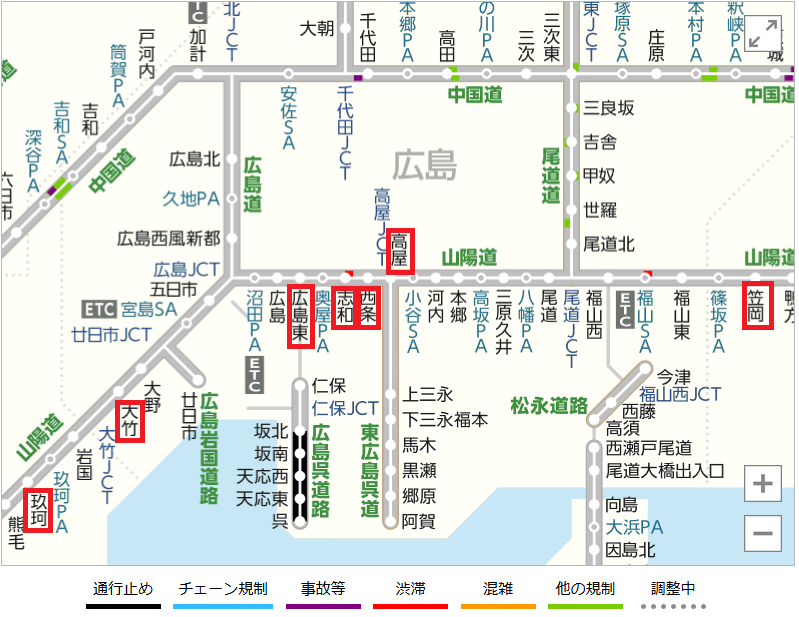 山陽自動車道＜上り＞の渋滞予想